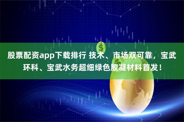 股票配资app下载排行 技术、市场双可靠，宝武环科、宝武水务超细绿色胶凝材料首发！